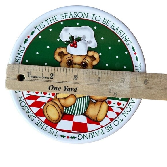Renaissance Cards Wall Plate Christmas Teddy Bear Holiday Baking Japan 6" VTG - Picture 6 of 8